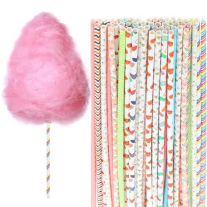 50 count Cotton Candy Cones 13.77 Inch Cotton Candy Sticks Random Colorful Cotton Candy Supplies Paper Straws Cones for Birthdays, Weddings, Holiday Parties, Candy Making