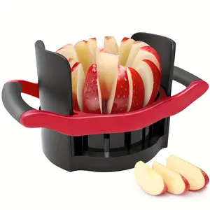 Apple Slicer Corer, [Large Size] 16-Blade Heavy Duty Apple Cutter with Base, [Upgraded] Cut Apples All The Way Through, Stainless Steel Ultra-Sharp Blade, Fruit & Vegetable Divider, Wedger, Red