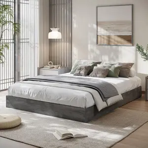 Garvee Queen-Size wooden platform bed frame, wooden bed frame without headboard, wooden slat support, no box spring needed, easy assembly