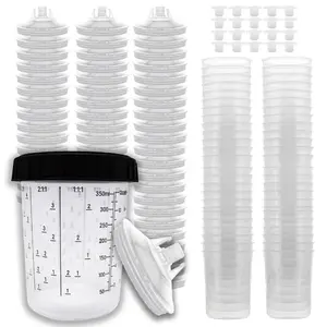 Disposable 13.5 Ounce (400ml) Paint Spray Gun Cups Liners and Lid System, 50 Pack 190 MIC Kit