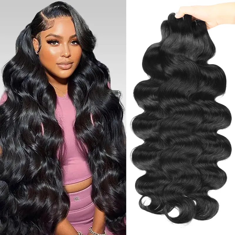 AMA 15A Raw Brazilian Unprocessed Virgin Remy Human Hair Bundles - Body Wave/Straight, 2x6 Lace Closure, Quick Weave Extensions, Natural Color, Natural Look, Combs Smooth Fast, Minimal Shedding, Easy Care