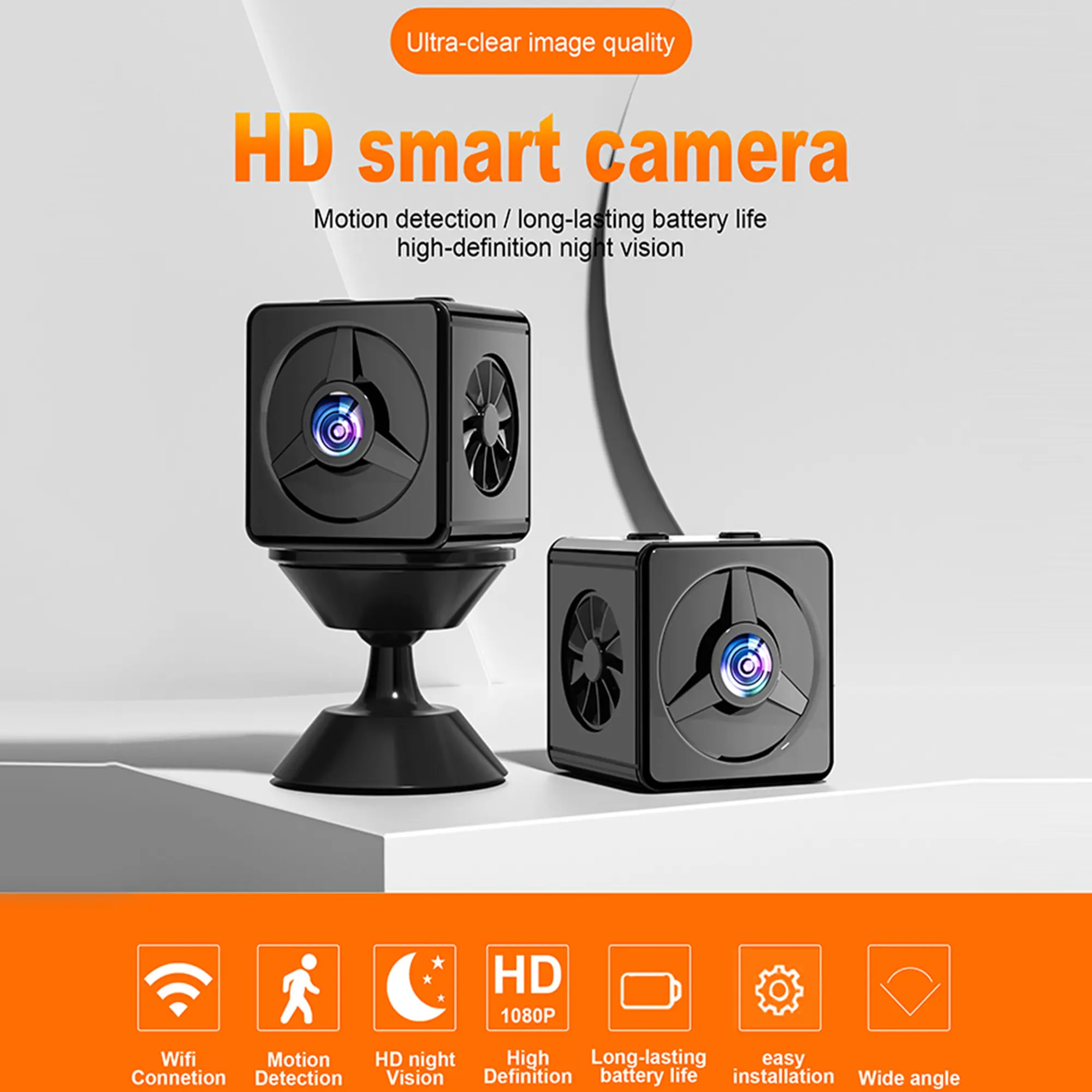 Indoor Surveillance Camera, 1080P Clear Night Vision, Home Security Camera, Wifi Wireless Small Camera for Home Security Monitoring, Black