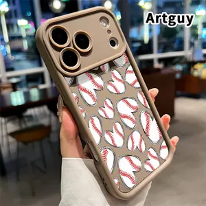 Phone Case for iphone 17 Pro Max 16 Plus 15 14 13 12 11 XR Air E Baseball Heart Fusion Pattern Silicone TPU Lens Protective Rugged Durable Soft Cover for Boy