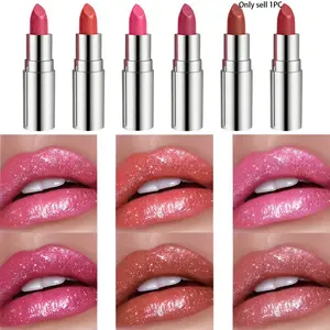 Metallic Shine Glitter Lipstick, Lip Gloss, 3D Metallic Finish, Nourishing, No Grainy Feeling, Delicate Shimmer & Opulent Luster