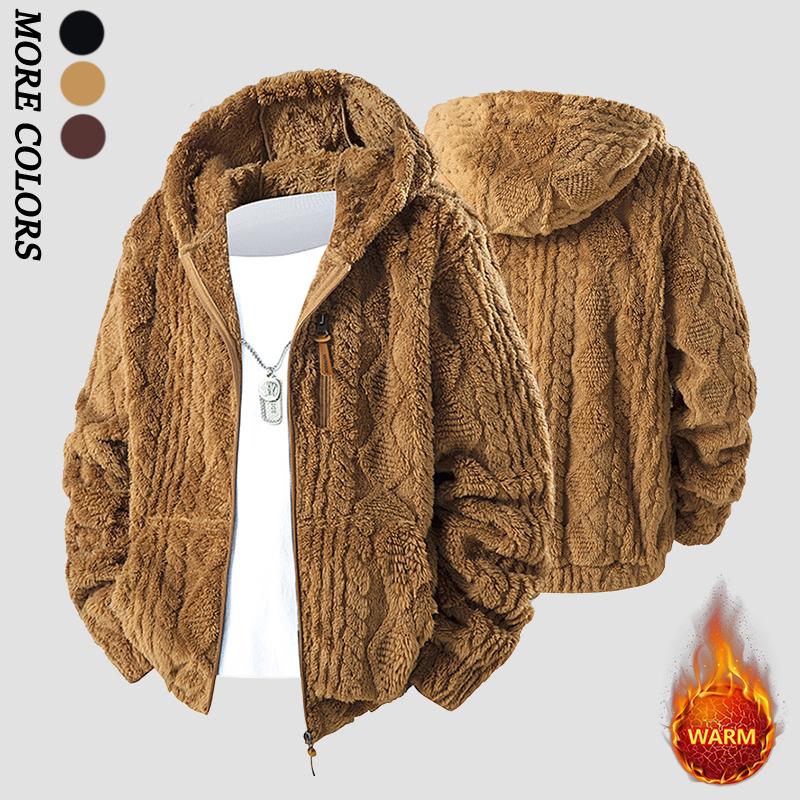 Men's Winter Fleece Hoodie – Thick, Warm Jacket; Features a Zippered Front Closure; Perfect for Various Occasions Such as Everyday Commutes and Weekend Outings, Making It a Versatile Piece in Any Man's Wardrobe. Casual Coats