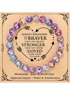 Double-Energy Crystal Bracelet, Moonstone Crystals, eases insomnia & anxiety, blending imperial jasper and moonstone, this natural stone bracelet provides dual spiritual protection, unisex wearable, a spiritual gift for festivals and daily gifting