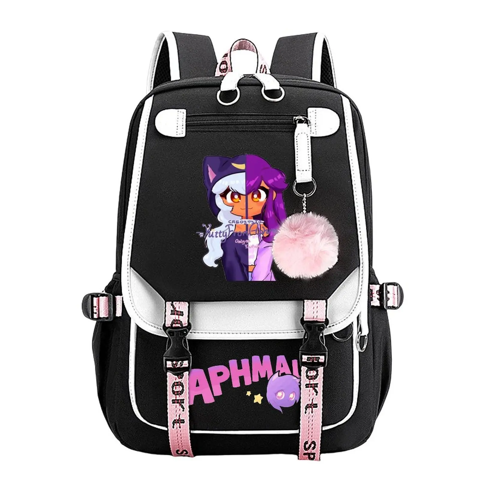 Aphmau Character Art Graphic Backpack - Unisex Modern Cotton Linen Teen Bag, Water-Resistant Durable Large-Capacity Multi-Pockets Built-In Organizer, Ideal for Birthdays, Commuting (11.4in×18.1in)