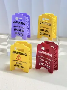 Funny Overstimulated Caution Sign Hair Claw Clip, Unique Design for Women & Girls, Perfect Accessory for Daily Use, Hair Clip Set