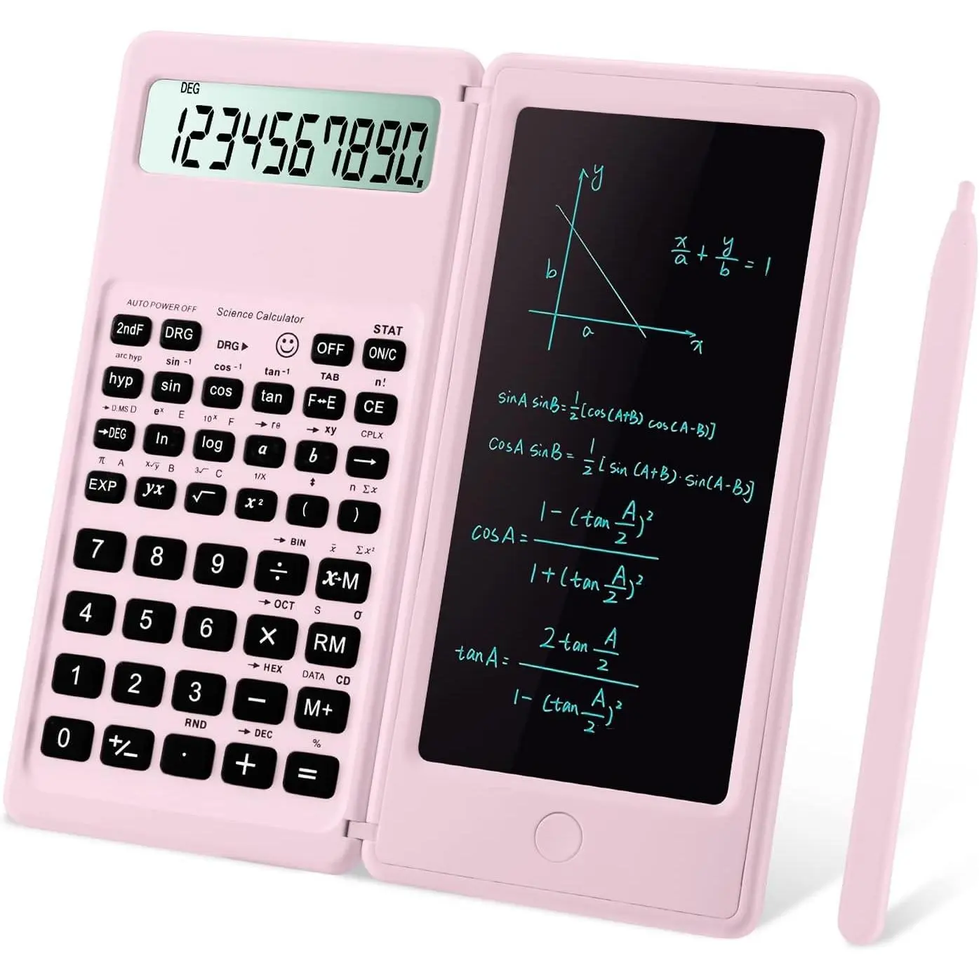 F-KBB02 Compact Scientific Calculator with 10-Digit Large Screen, Calculus Functionality, Notepad, Pen, Button Battery for Middle-High School & College Students (Electronics Classroom Essential), Notebook