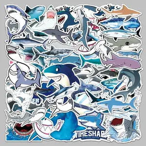 50pcs Cartoon Shark Pattern Stickers, Sticker Packs, Creative Multi-purpose Index Dividers, For DIY Craft Decoration And Hand Account