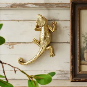 European Lizard Wall Hanging Decor, Vintage Bathroom Ornament, Resin Handmade Craft, Home Wall Decoration, Bath Room Accent, Artistic Decoration Items