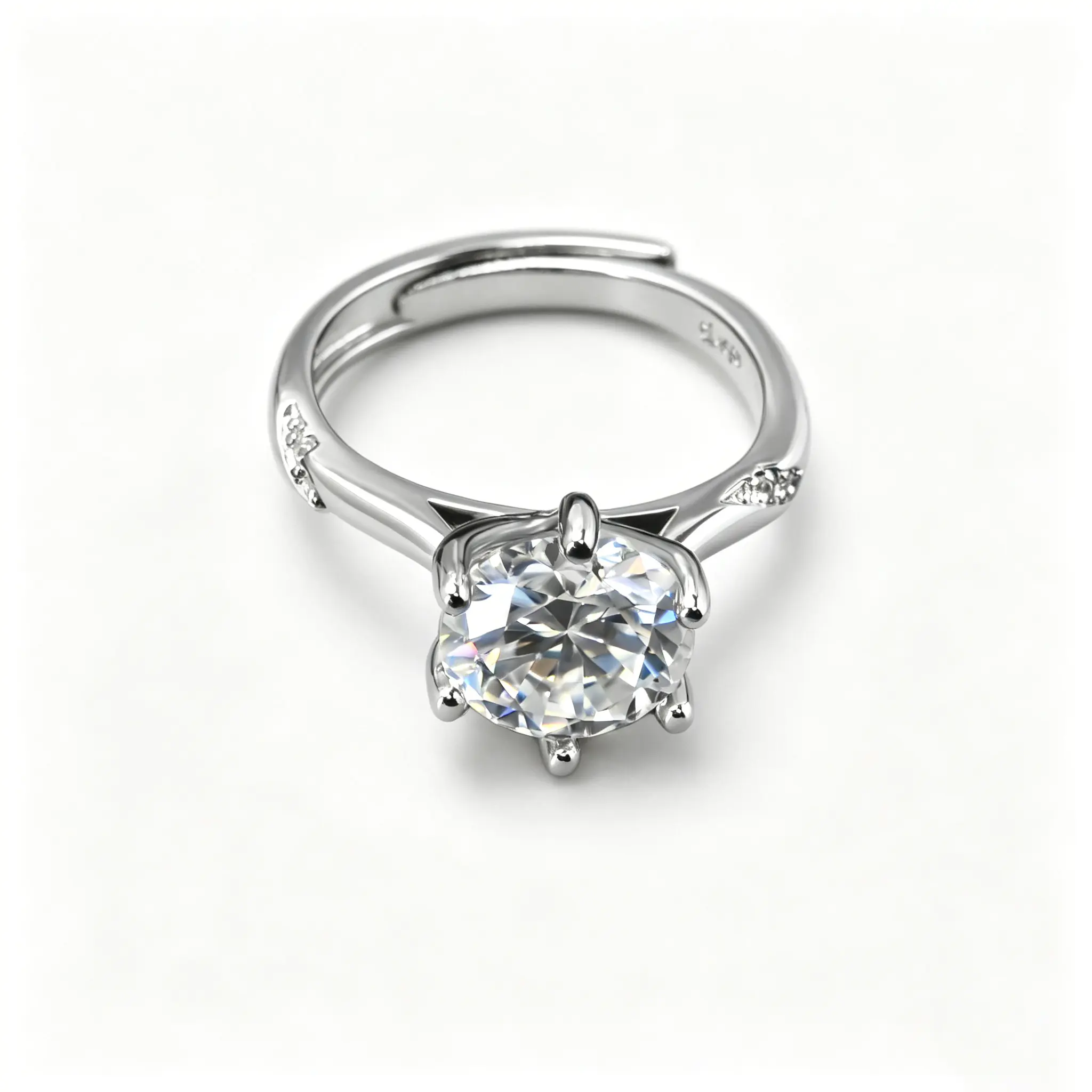 Classic Six-Prong Cut Moissanite ring gift Halo Ring for Women 3CT 9MM D VVS1 Stackable Adjustable  925 Silver Plated Lab-Created Hypoallergenic Wedding Engagement Anniversary Gift