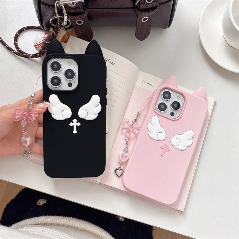 Cat Ears Angel Wings iPhone14/13 Suitable for 12 Apple 17/16/15PROMAX Phone Case Anti-fall