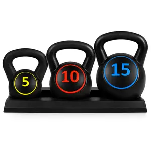 Best Choice Products 3-Piece Kettlebell Set with Storage Rack, Exercise Fitness Concrete Weights 5lb, 10lb, 15lb Best Choice Products 3-Piece Kettlebell Set with Storage Rack, Exercise Fitness Concrete Weights 5lb, 10lb, 15lb