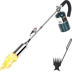 Propane Weed Burner, 35" Long Arm Weed Include a Weed Rake, Fire Starter, Charcoal Starter, Blow with and Igniter for Roof, Wood, Ice, Snow (Tank not included)