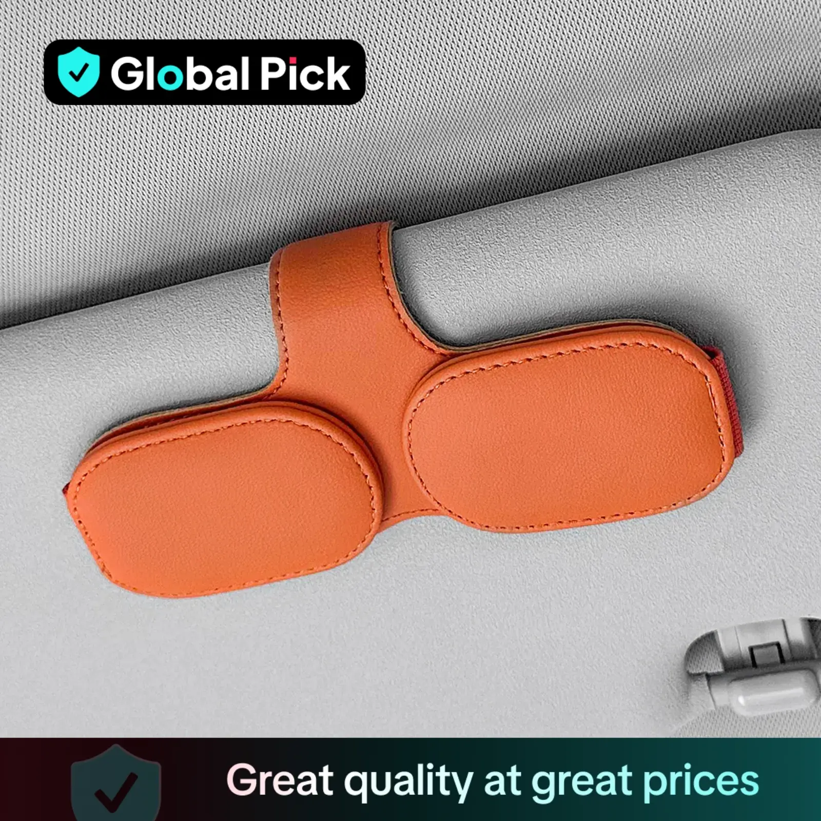 Car Sun Visor Glasses Holder, Premium PU Leather Sun Visor Storage Clip, Sunglasses, Ticket & Card Holder Clip, Car Interior Accessories