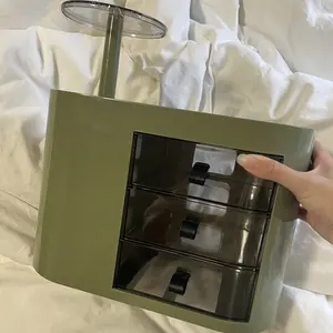 UFORU Makeup Organizer with Drawers for Vanity, 4 Slot Brush Holder with One Touch Open,Spacious Cosmetic Storage for Dresser Vanity and Bathroom Countertop, Beauty Holder for Lipstick Skincare makeuporganizer jewelry organizer WhiteBoxes