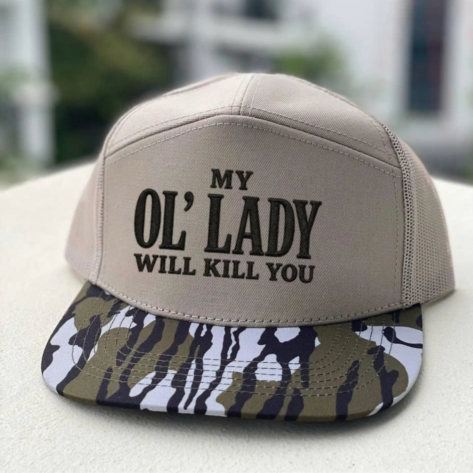 Embroidered my ol'lady will kill you Premium Trucker Snapback Hat Hat For Men Gift For Him