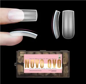 NOVO OVO Halloween Slightly Curved Square Nail Tip Medium Length, Extra Thick Natural Hawk Curve Eagle Claw False Nails Press on, Full Cover Soft Gel Extension Acrylic French Tip x 15 Size 360 pcs