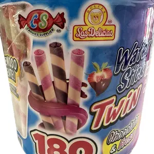 Las Delicias Wafer Sticks Chocolate & Strawberries Combination Snack - Nata