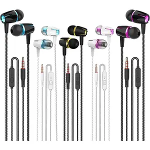 5 Pack Earbuds Headphones with Remote & Mic, Earphones Wired Stereo in-Ear Bass for iPhone, Android, Smartphones, iPod, iPad, MP3, Fits All 3.5mm Interface (K1)