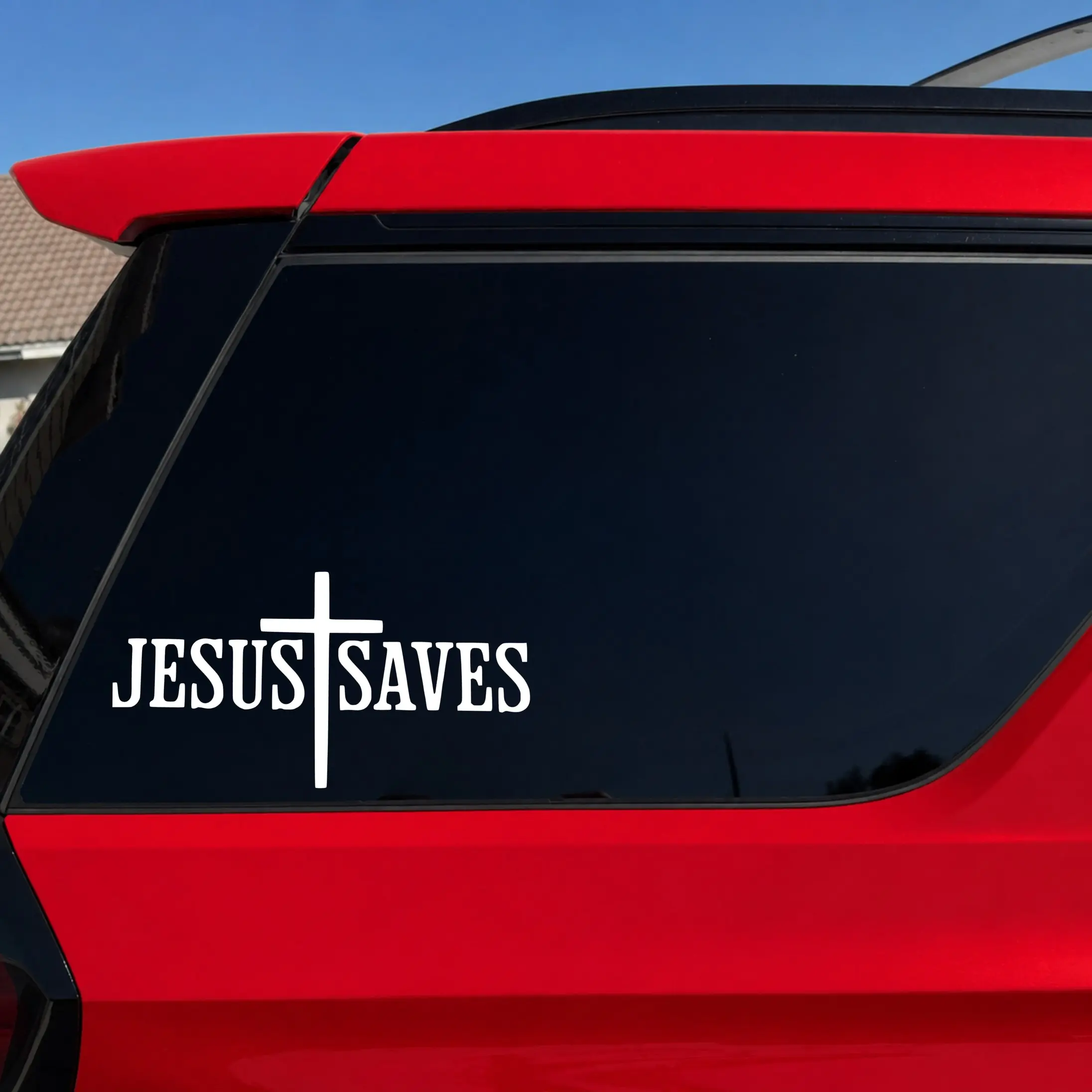 Jesus Saves Cross Vinyl Decal – Christian Car Sticker for Cars, Trucks, SUVs & Windows – Faith-Based Vinyl Sticker