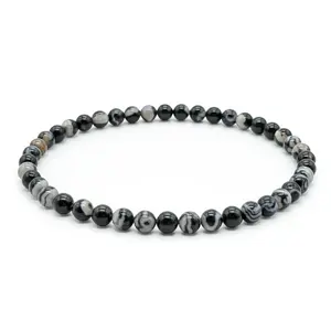 4mm Agate, White & Black bracelet