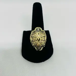 110 14K Laminated Floral Statement Ring | Adjustable | High Quality Daily Wear