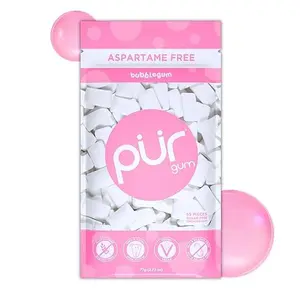 PUR Gum | Aspartame Free Chewing Gum | 100% Xylitol | Natural Bubblegum Flavored Gum