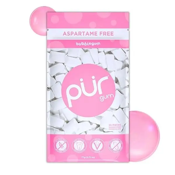 PUR Gum | Aspartame Free Chewing Gum | 100% Xylitol | Natural Bubblegum Flavored Gum PUR Gum | Aspartame Free Chewing Gum | 100% Xylitol | Natural Bubblegum Flavored Gum