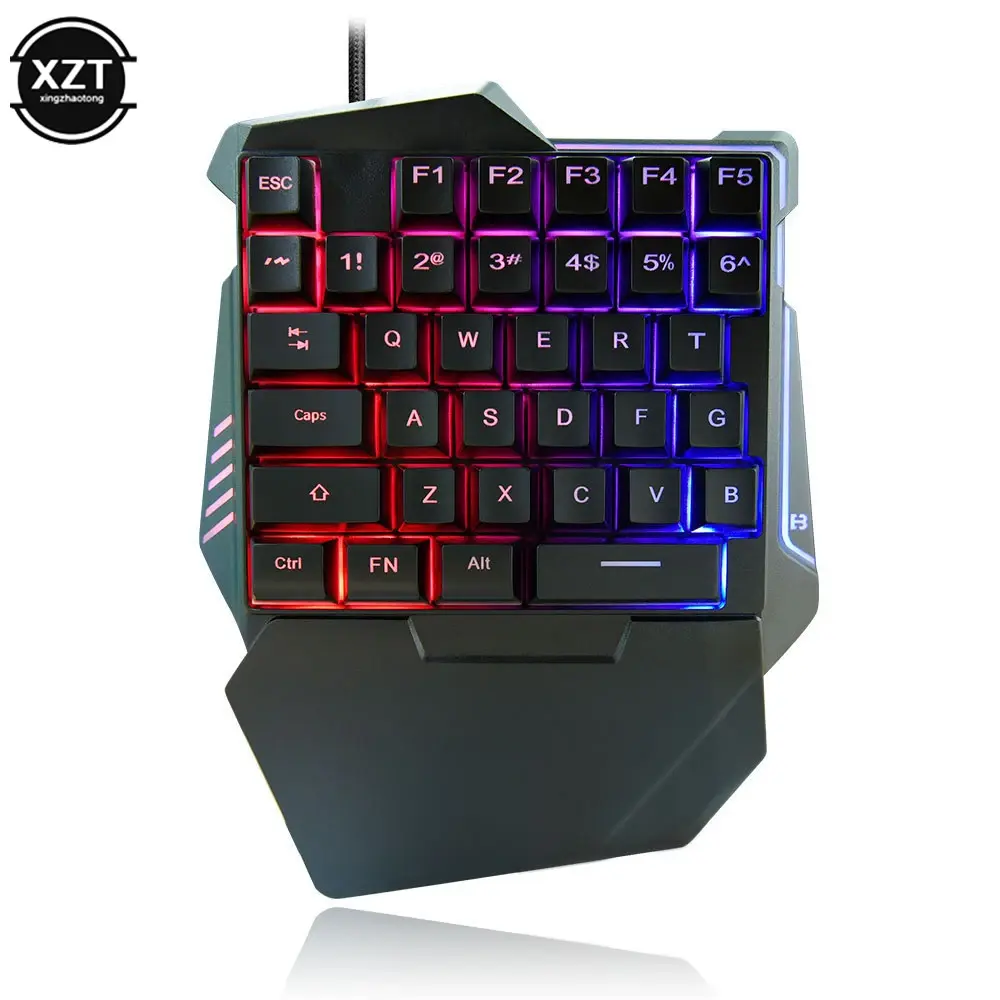 USB One-Handed Keyboard Gaming Mechanical Feel Keyboard Portable 35 Keys Mini Wired Keyboard Ergonomic Gaming Keyboard WYMECT