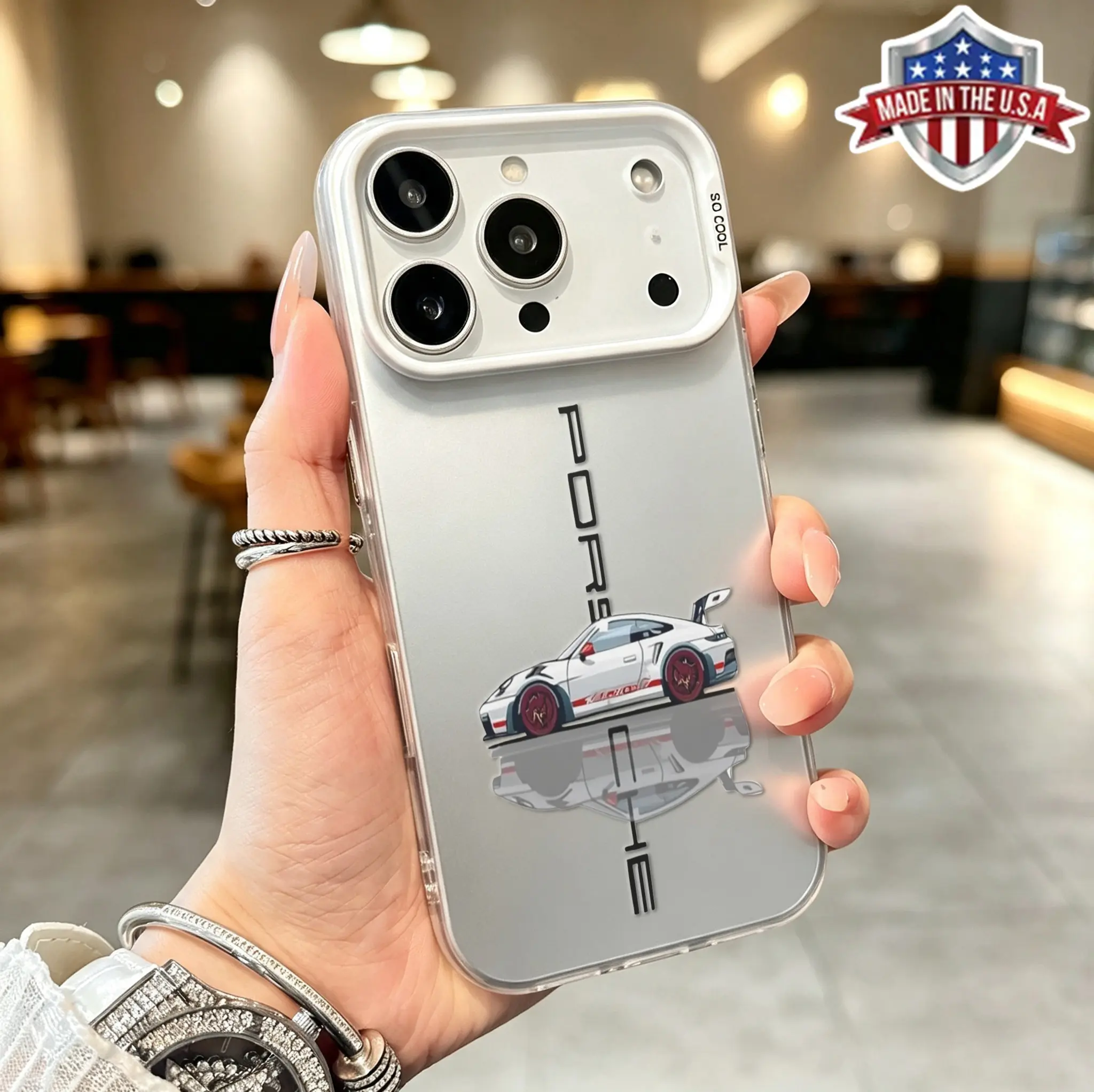 Porsche Racing Sports Car Graphic Premium PC Hard Phone Case for iPhone Series (17,16,15,14 Pro Max,13,12,11,XR,XS,X,Plus,Air) - Unisex, Slim, Shockproof, Anti-Drop, Durable, Fits iOS, Full Access, Protective