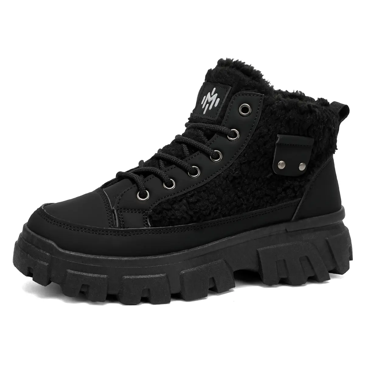 Winter Chunky Platform Boots – Fur Lined Techwear Ankle Boots, Rugged Anti-Slip Lug Sole Sneakers, Fashionable Warm Casual Footwear for Men & Women