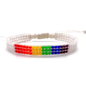 ROYGBV White Multi-strand Adjustable Bracelet