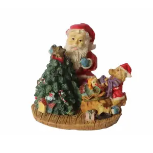 Vintage Santa Decorating Christmas Tree Figurine for Festive Home Decor