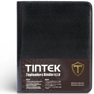 TINTEK TCG PU Glossy Leather Toploader Binder – 9-Pocket Trading Card Album for 3 x 4'' Toploaders – Double-Sided Display Case Holds 252 Card Holders – Compatible with Pkmn, MTG, Sports Cards & More