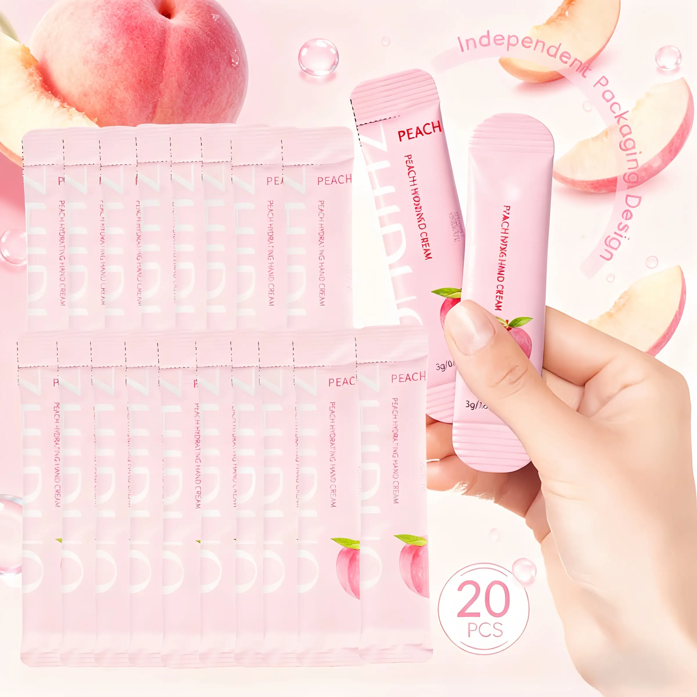 Hand Cream Gift Box Set, Plant Scented Peach Moisturizing Hydrating Hand Balm, Hand Skin Care, Suitable for Dry Hands & Full Body Care, Portable Travel Size, Nourishing Hand Cream, Hand Moisturizer