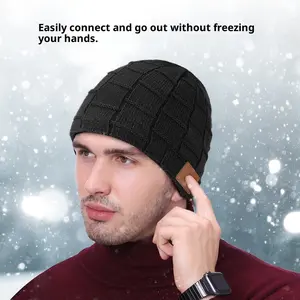 BIGWIG Bluetooth Knit Hat, a warm knitted fleece-lined hat with a built-in microphone and stereo speaker, an upgraded music knit hat, USB rechargeable music hat, suitable for outdoor sports