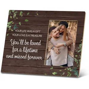 Memorial Picture Frame,In Memory of Loved One Gifts,Sympathy Gifts for Loss of Loved One,In Loving Memory 10x8 inch Brown Wooden Tabletop Photo Frame