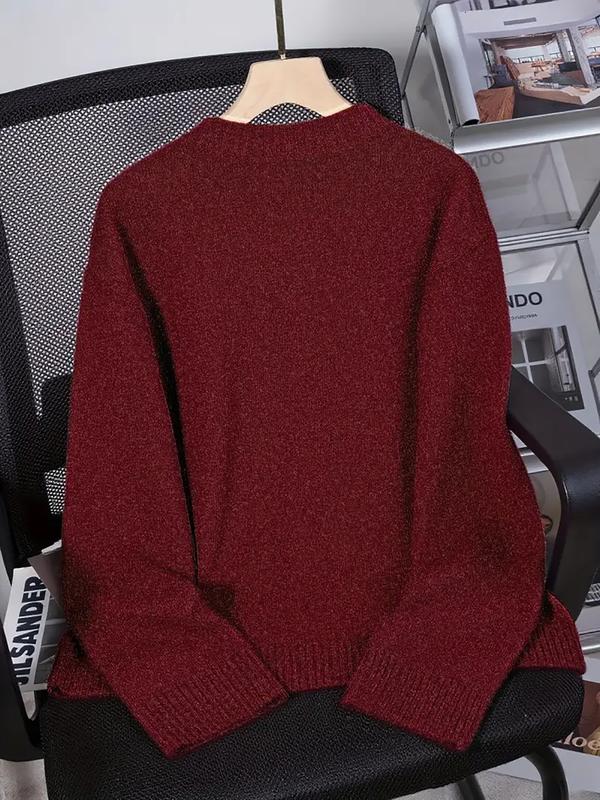 Women's Vintage Knit Sweater, Fall Winter New Round Neck Loose Fit Casual Soft Comfortable Top, Elegant High-End Slimming Design