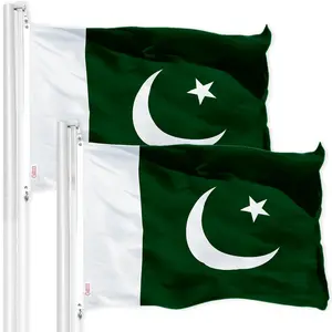 G128 2 Pack: Pakistan Pakistani Flag | 3x5 Ft | LiteWeave Pro Series Printed 150D Polyester | Country Flag, Indoor/Outdoor, Vibrant Colors, Brass Grommets, Thicker and More Durable Than 100D 75D Poly