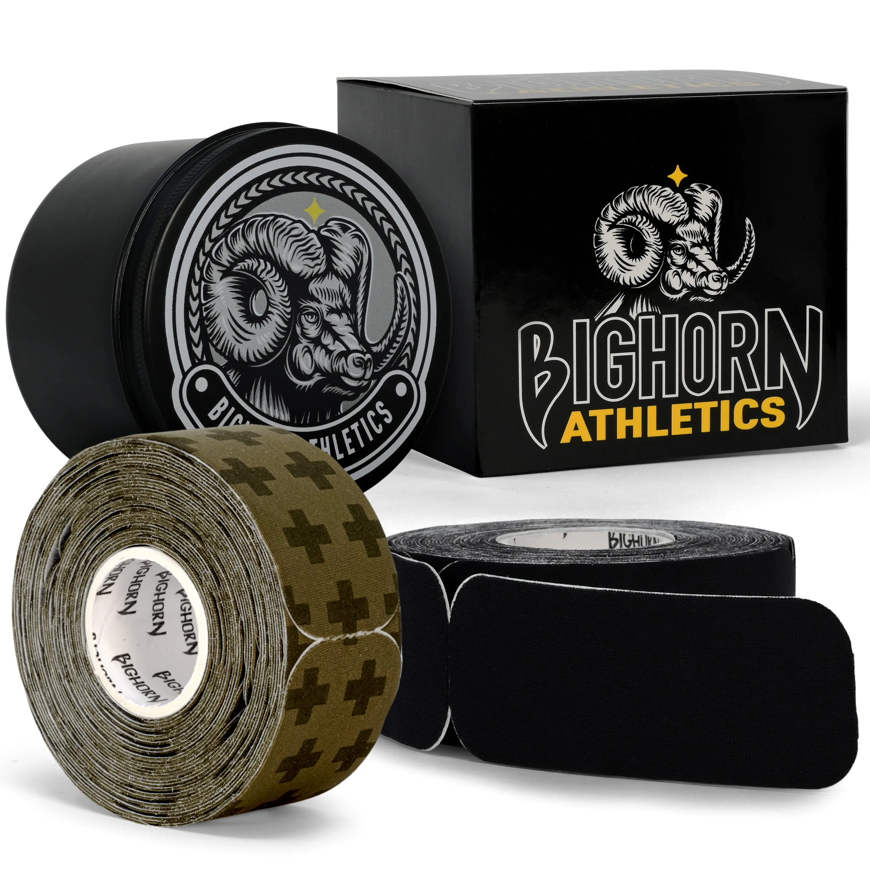 Kinesiology Blister Prevention Tape for Fingers & Feet with Tin, Black & Military Green