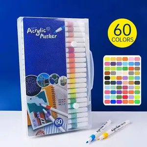 60 Acrylic Paint Markers Set for Kids, Washable Non-Toxic Art Supplies for DIY on Stone Glass Wood Fabric, Ideal for Creative Projects