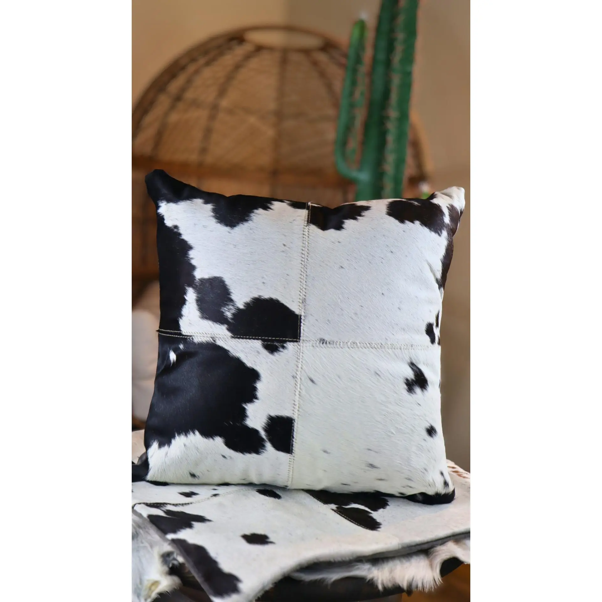 Black and White Cowhide Square Cushion Cover, Outdoor Furniture Outdoor Sofa Cushion Cover, Cushion Covers