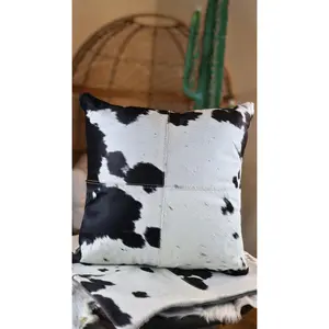 BLACK AND WHITE COWHIDE PILLOW COVER
