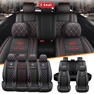 Diamond Stitching Car Seat Covers Soft PU Leather Scratch-Resistant Full Coverage for 5 Seats Front & Rear All Seasons