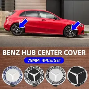 4pcs 75mm Car Wheel Center Hub Cap Badge Cover Mercedes Benz Amg A C GLC GLA W205 W204 W203 W212 W211 W213 W210 W164 A1714000025