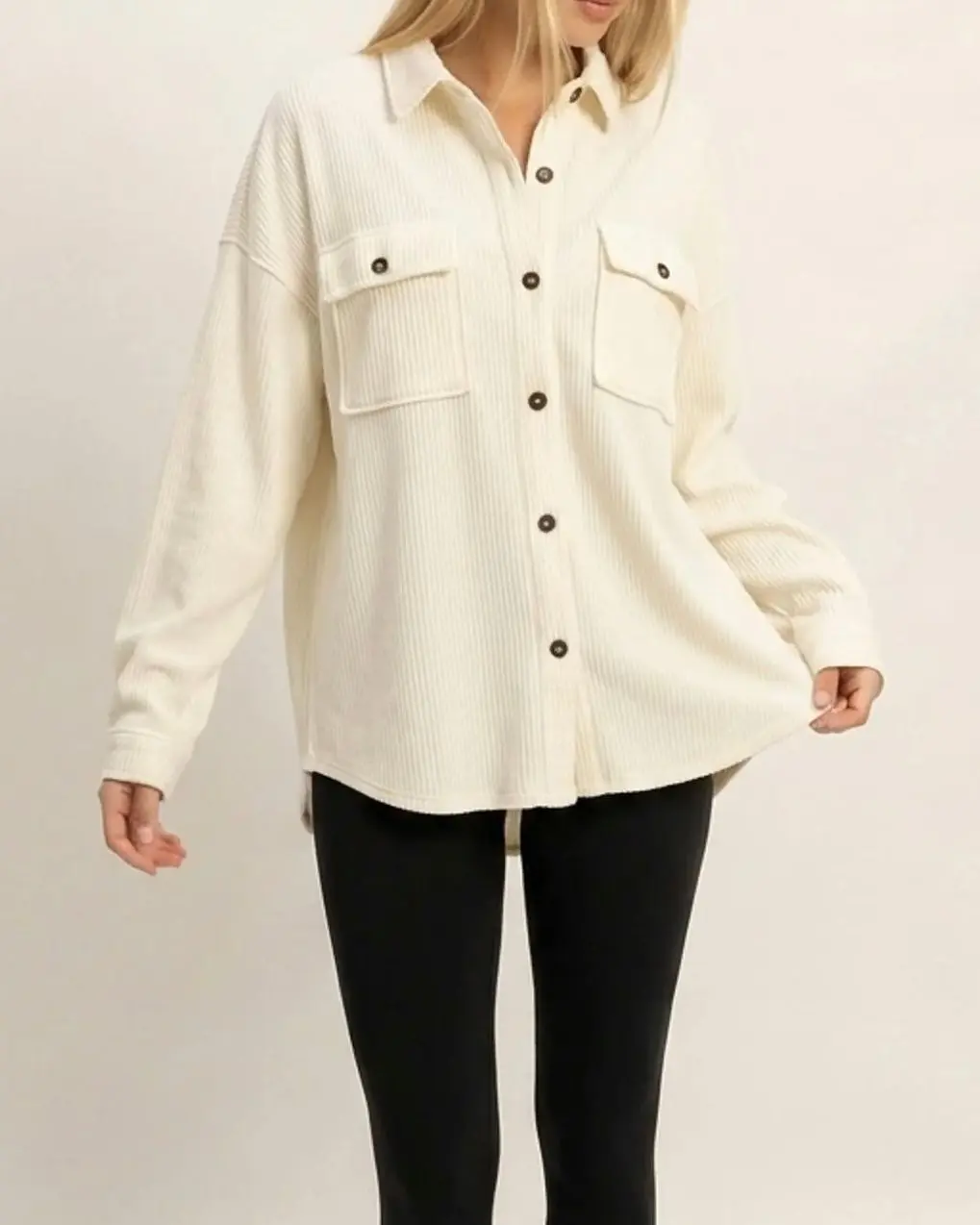 Tanya Waffle Shacket (Cream)