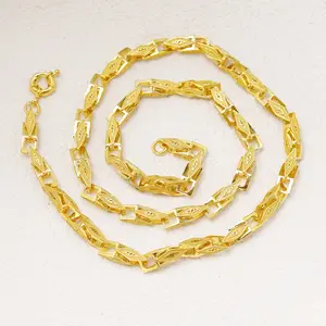 14K Real Gold Plated Byzantine & Franco Chain Necklace 24 Inch 3D Elegant Simple Versatile High-Quality Copper Durability