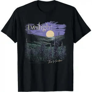 Fashionable Casual Top Cotton Men's Short Sleeve Twilight Saga The Meadow Flowers and Moon Souvenir Movie T-Shirt